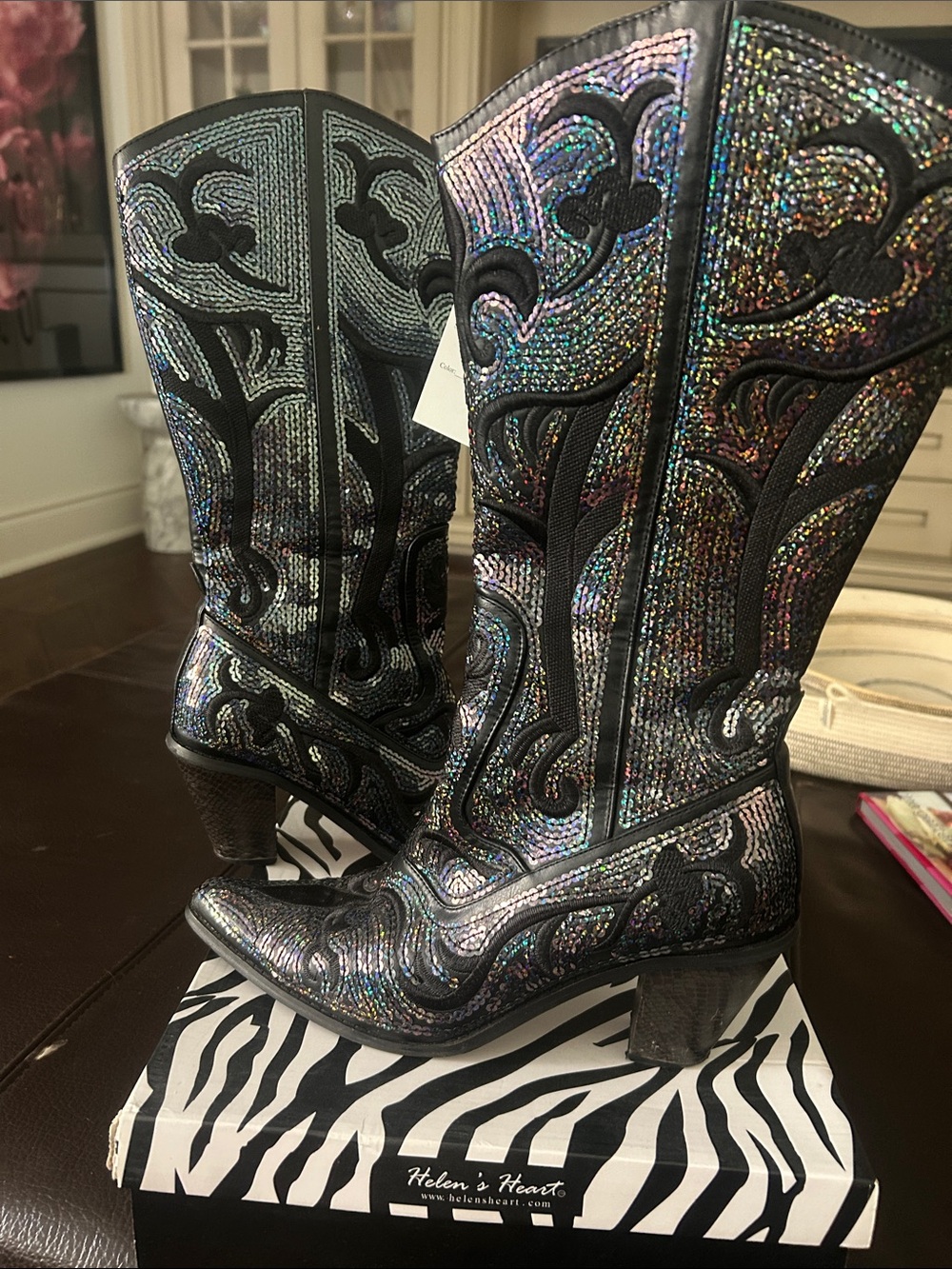 Helen's Heart Women's Iridescent Black Western Heeled Boots